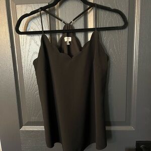 J. Crew Black Scalloped Top